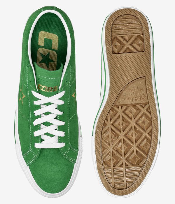 CONVERSE CONS ONE STAR PRO SHOES (GREEN WHITE GOLD)