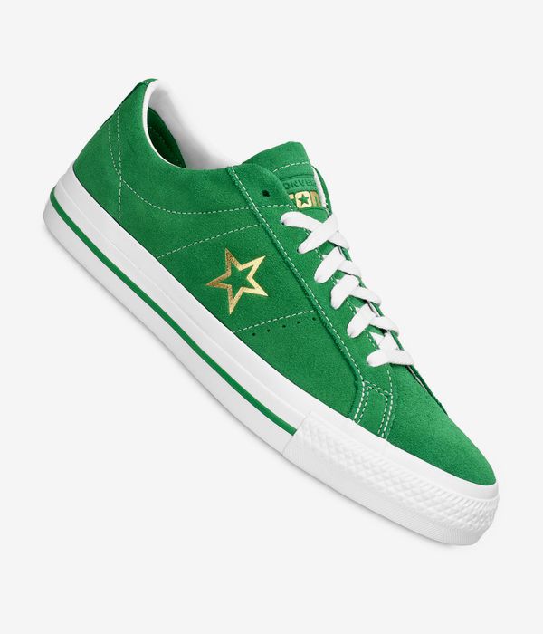CONVERSE CONS ONE STAR PRO SHOES (GREEN WHITE GOLD)