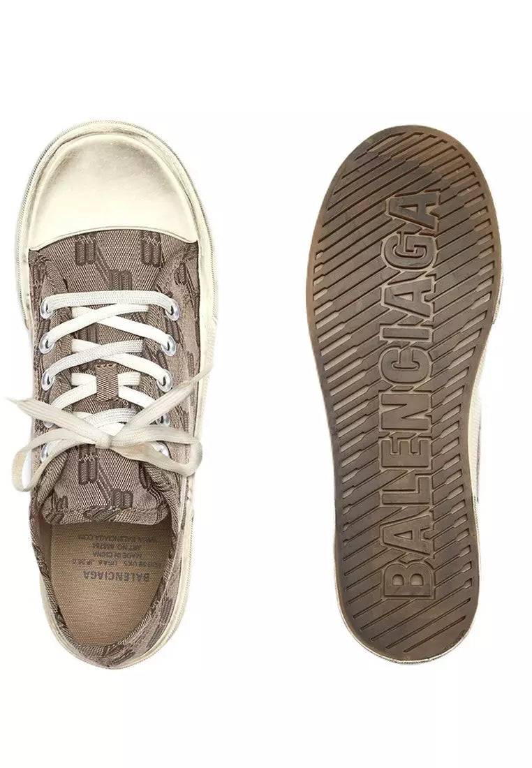Balenciaga Men’s Vintage Canvas Lace-Up Sneakers – Brown Monogram
