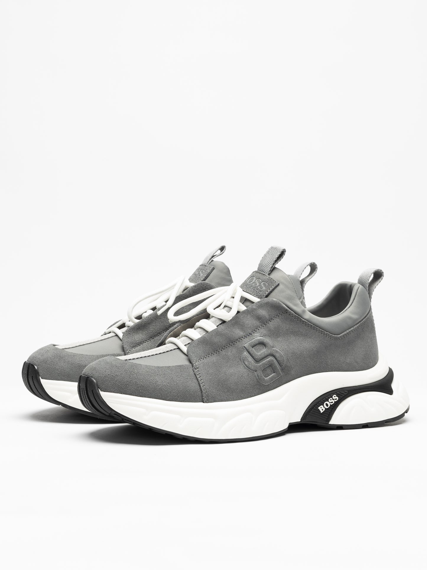 Men's BOSS Grey Hybrid Suede Sneakers