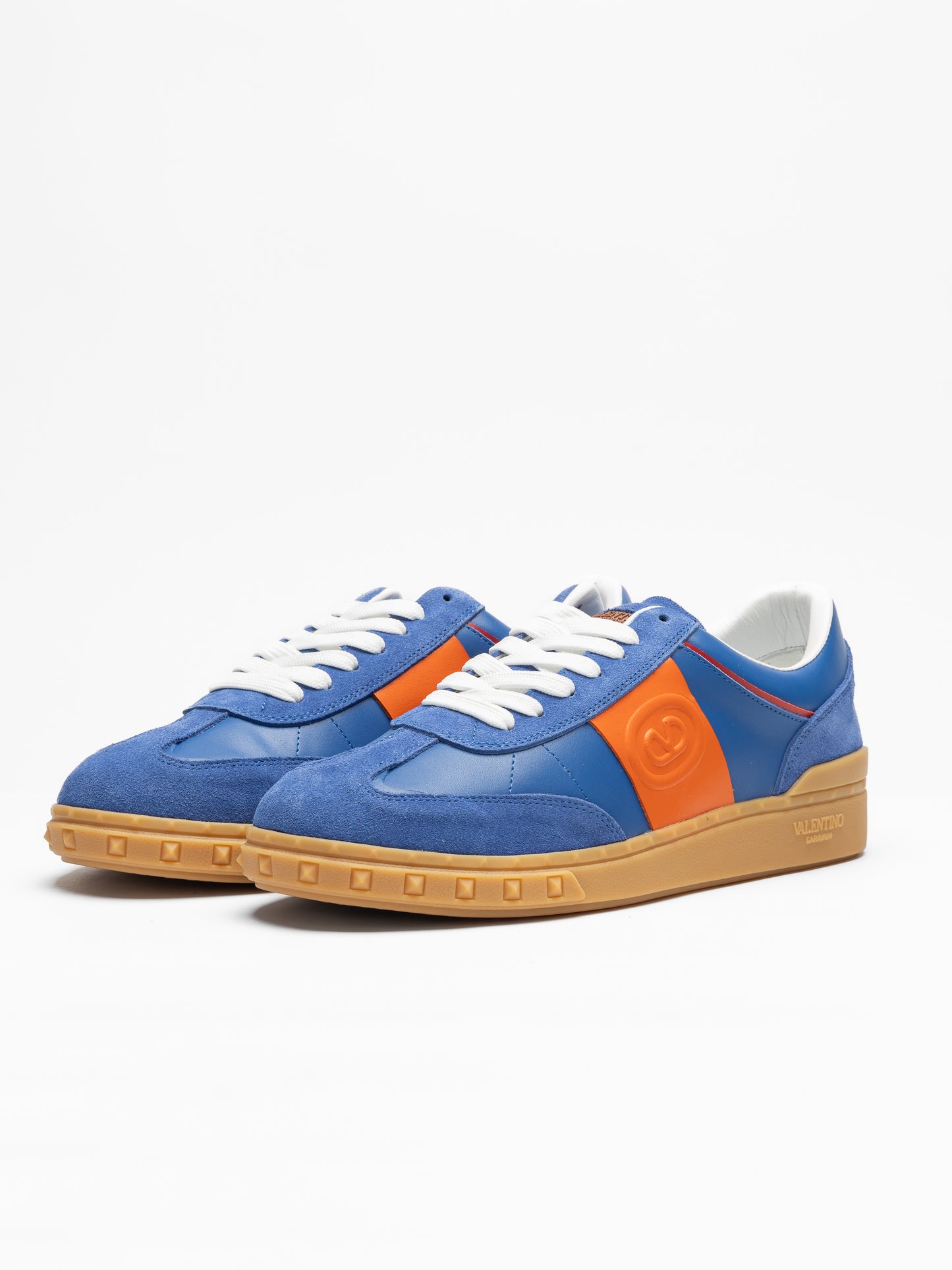 Men's Valentino Garavani Blue & Orange Retro Low-Top Sneakers