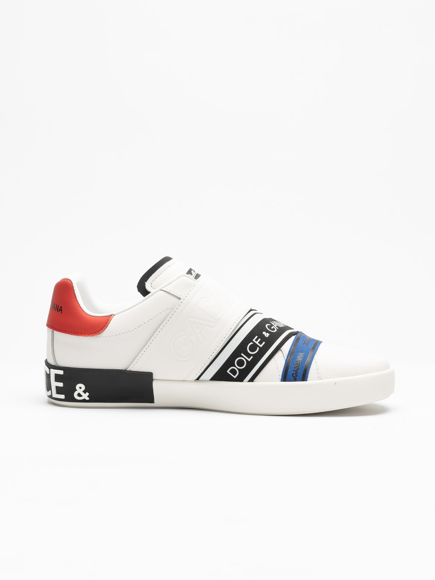 Dolce & Gabbana Portofino Touch‑Strap Sneakers – White / Blue