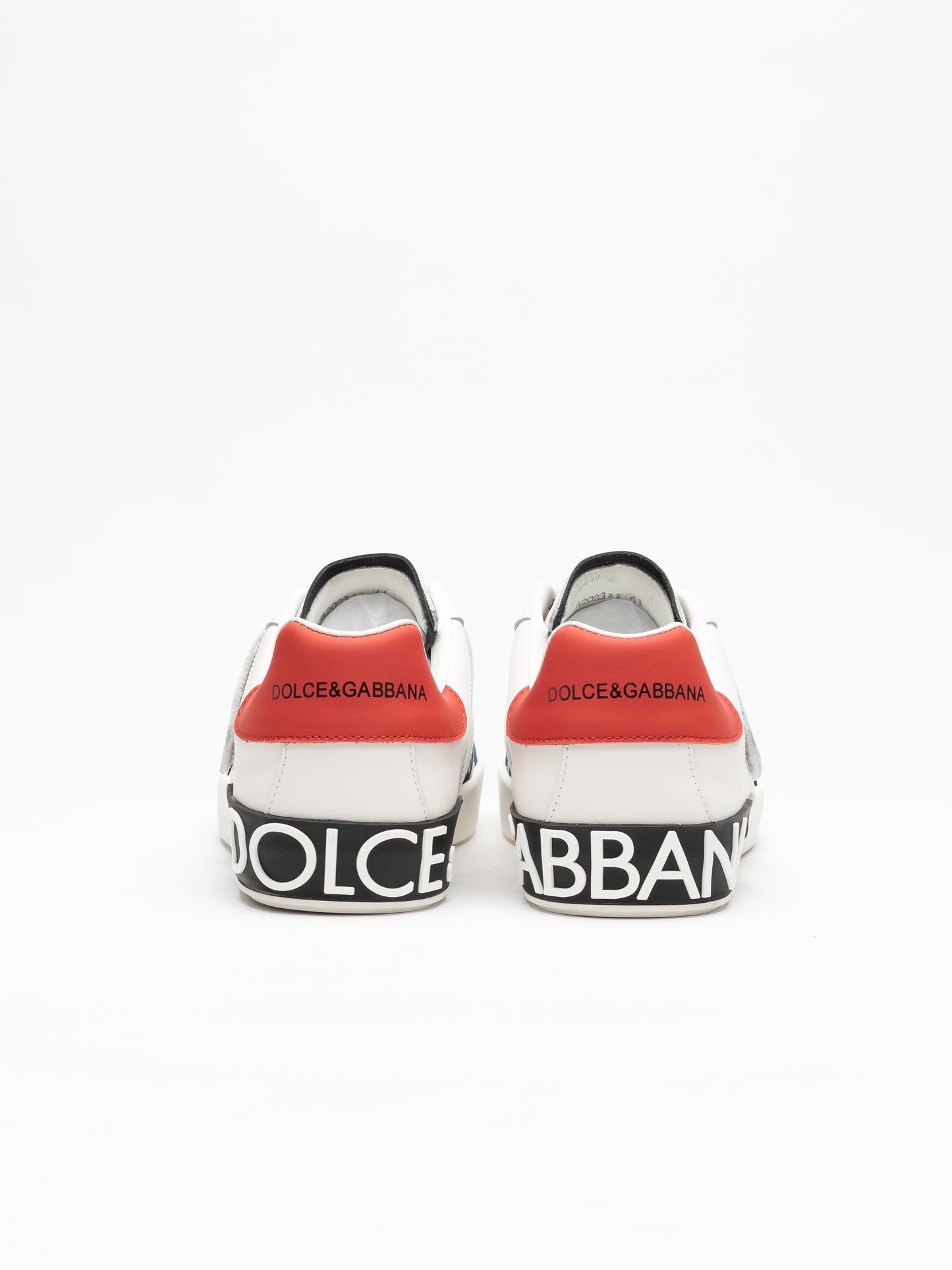 Dolce & Gabbana Portofino Touch‑Strap Sneakers – White / Blue