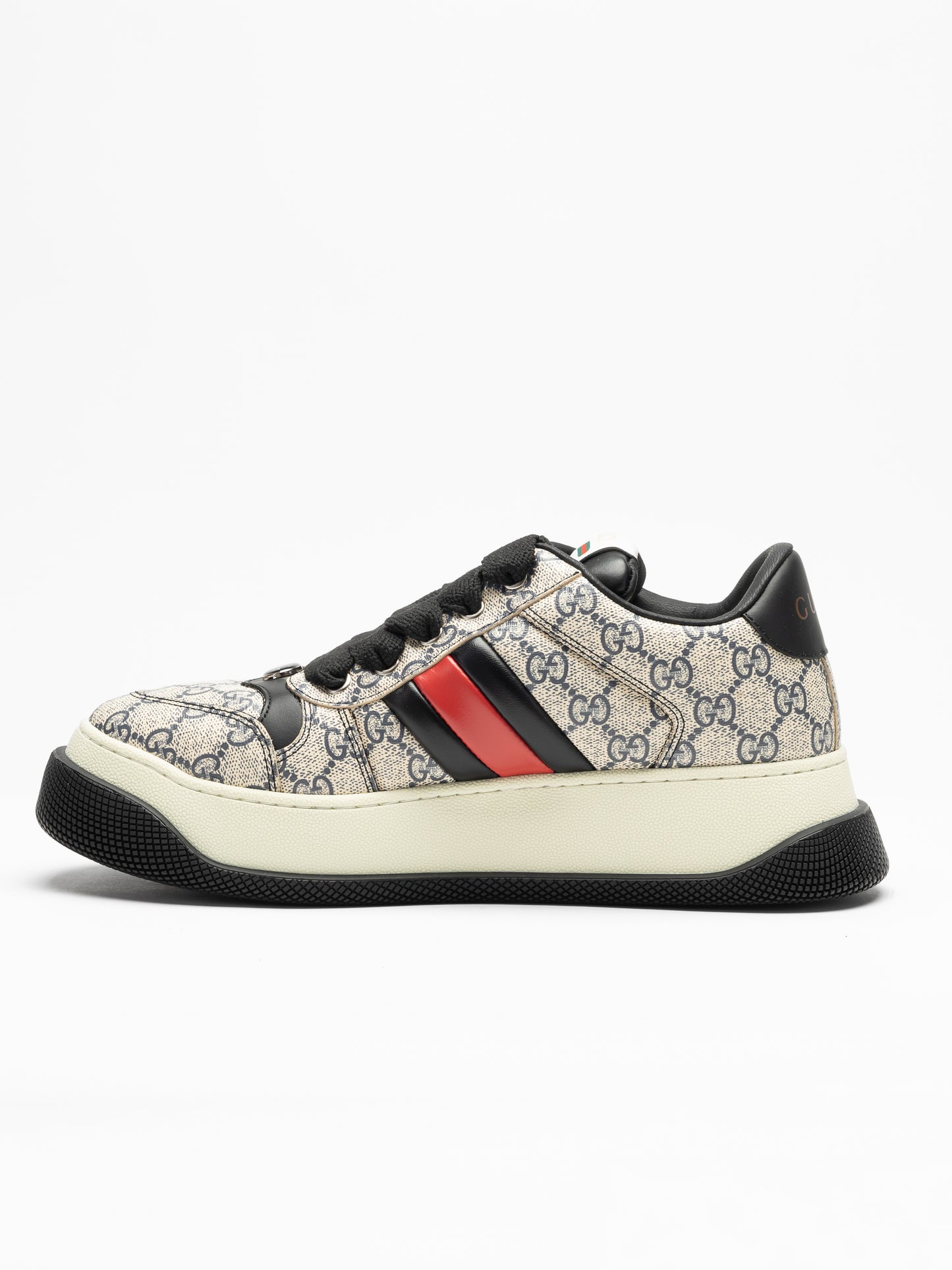 Gucci Screener Sneaker ’GG Monogram – Beige/Black‑Red Web