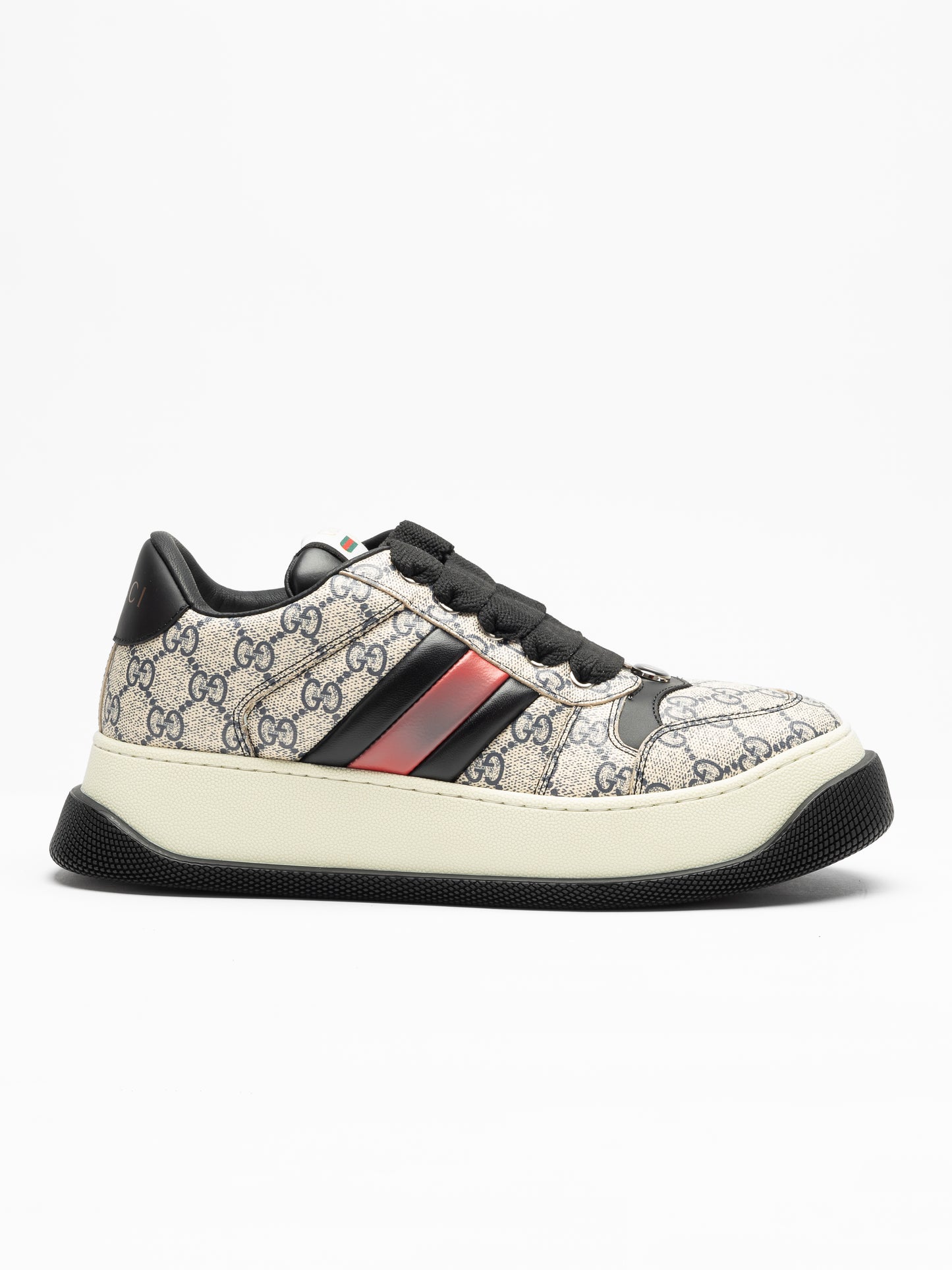 Gucci Screener Sneaker ’GG Monogram – Beige/Black‑Red Web