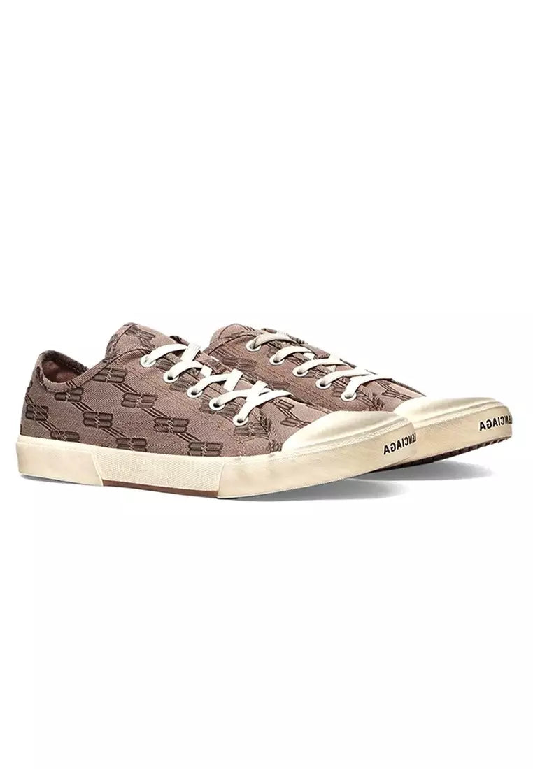 Balenciaga Men’s Vintage Canvas Lace-Up Sneakers – Brown Monogram