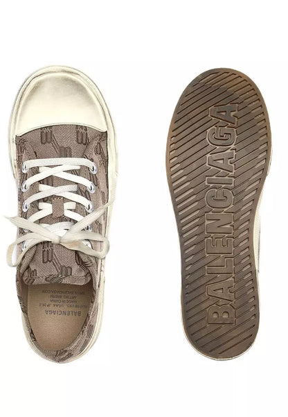 Balenciaga Men’s Vintage Canvas Lace-Up Sneakers – Brown Monogram