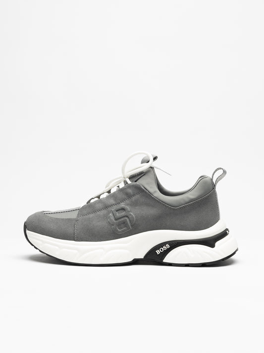 Men's BOSS Grey Hybrid Suede Sneakers