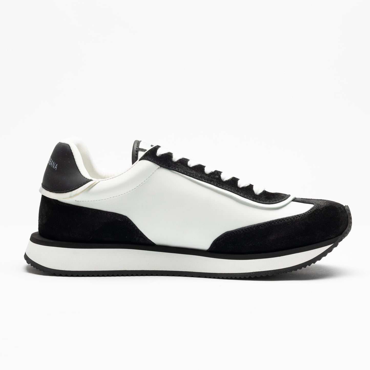 Dolce & Gabbana Men’s Retro Logo Runner Sneakers – Black & White