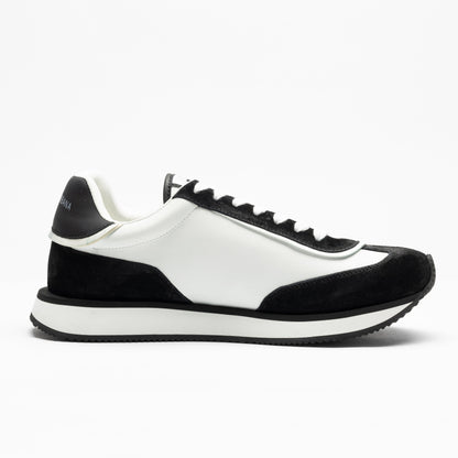 Men's Retro Logo Runner Sneakers – Black & White