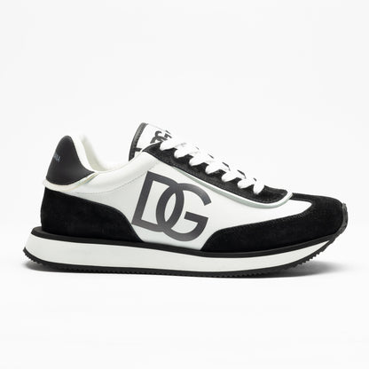 Men's Retro Logo Runner Sneakers – Black & White