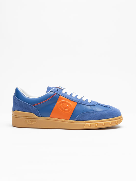 Men's Valentino Garavani Blue & Orange Retro Low-Top Sneakers