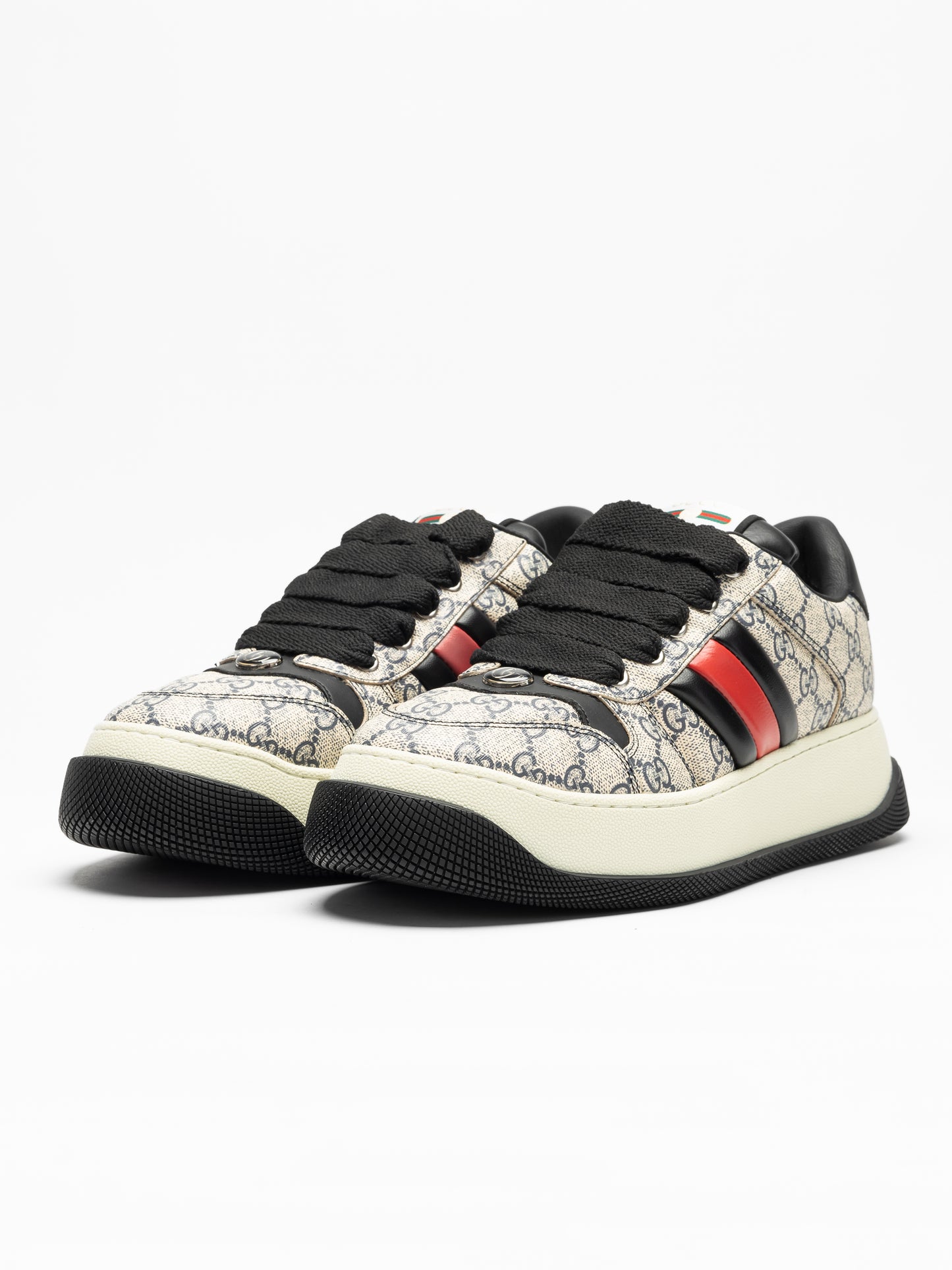 Gucci Screener Sneaker ’GG Monogram – Beige/Black‑Red Web
